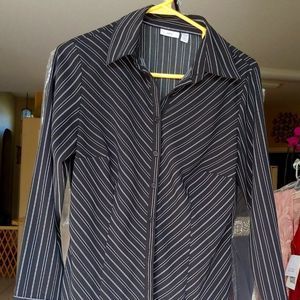 Women Striped Button- Down Shirt slightly used